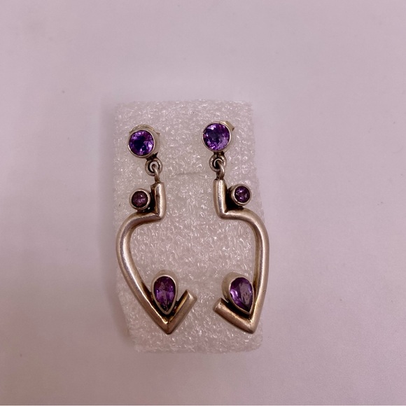 Sterling amethyst earrings - Picture 3 of 4